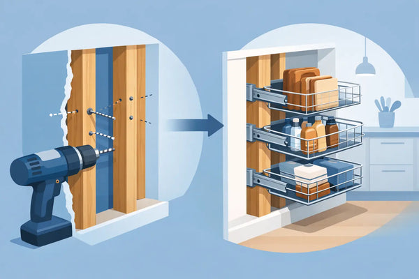Wall Stud Mounting Guide for Pull-Out Storage