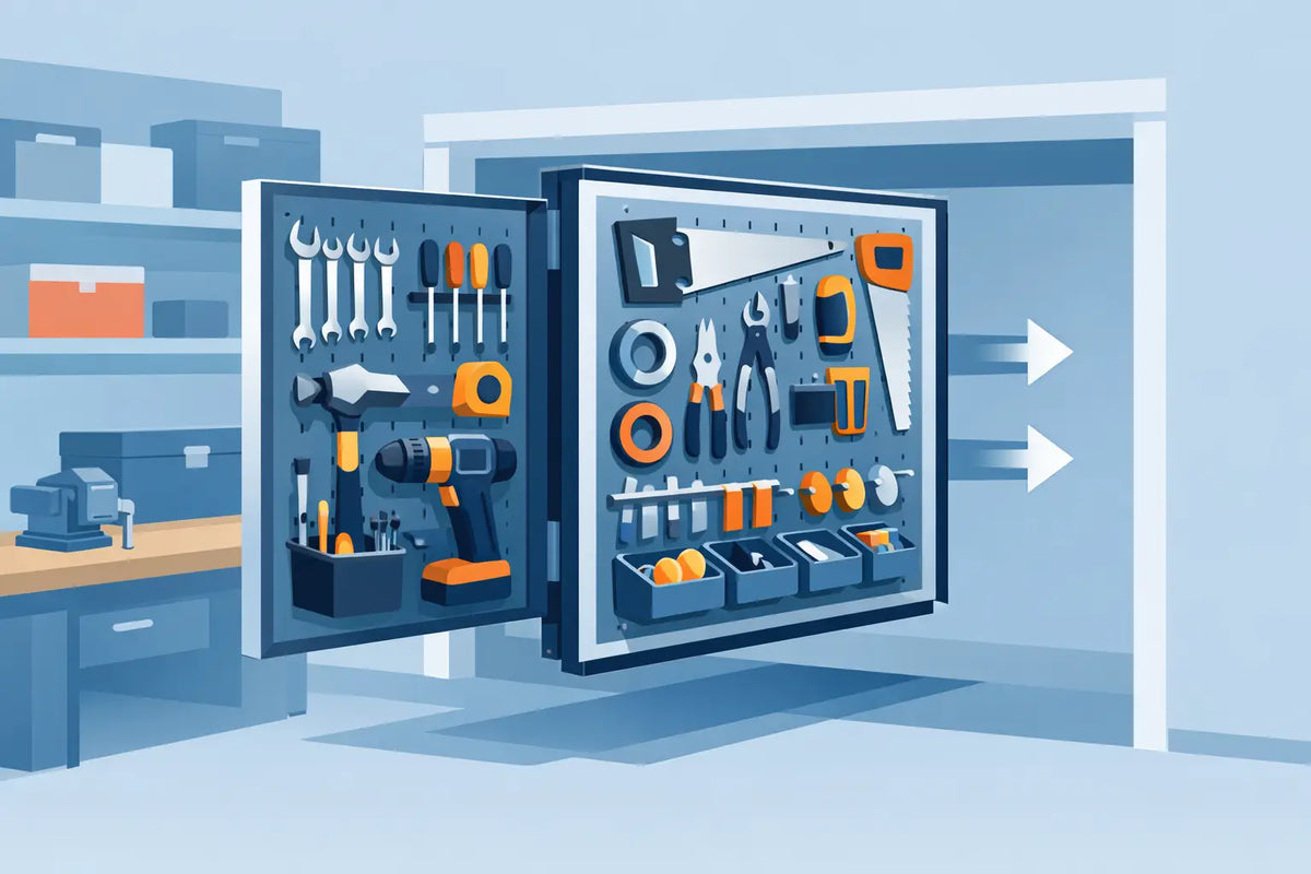 Two Sided Tool Storage Panel That Pulls Forward