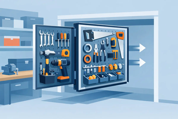 Two Sided Tool Storage Panel That Pulls Forward